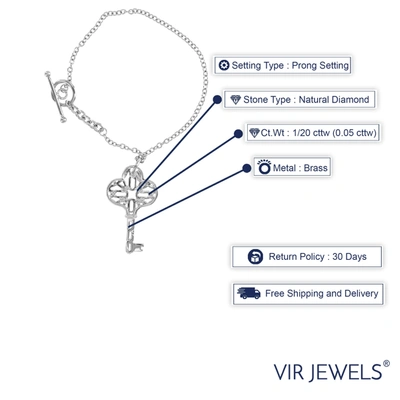 Shop Vir Jewels 1/20 Cttw Diamond Charm Bracelet Brass With Rhodium Plating Key Design In Silver