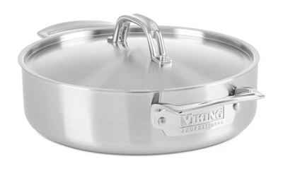 Shop Viking Professional 5-ply Stainless Steel 3.4 Qt Casserole Pan In Silver