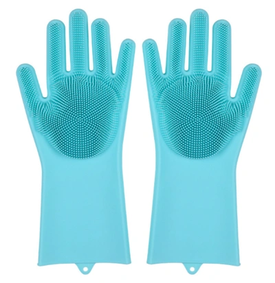 Shop True & Tidy Sg-100 Multi-purpose Silicon Scrubbing Gloves In Blue