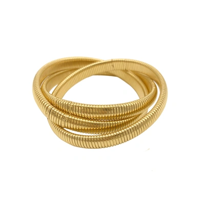 Shop Adornia Omega Chain Triplet Bracelet Gold In Yellow