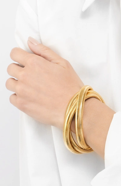 Adornia 14k Plated Omega Chain Triplet Bracelet In Yellow
