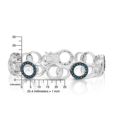 Vir Jewels 1 Cttw Blue Diamond Tennis Bracelet .925 Sterling Silver With Rhodium Circle