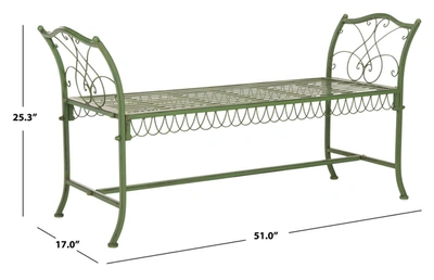 Shop Safavieh Arona Wrought Iron 51-inch W Outdoor Garden Bench In Green