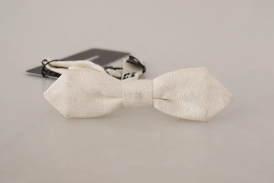 Shop Dolce & Gabbana 100% Silk Slim Adjustable Neck Papillon Men's Tie In White