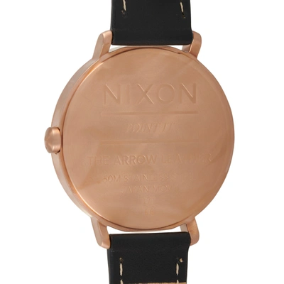 Shop Nixon Arrow Leather 38 Mm Stainless Steel Rose Gold / Indigo / Black Watch A1091 2763