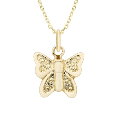A & M 14k Gold Butterfly Charm Necklace 18" In Silver