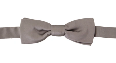 Shop Dolce & Gabbana 100% Silk Slim Adjustable Neck Papillon Men's Tie In Silver