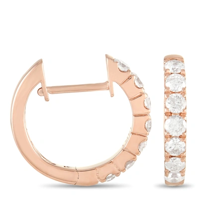 Non Branded Lb Exclusive 14k Rose Gold 0.59ct Diamond Hoop Earrings