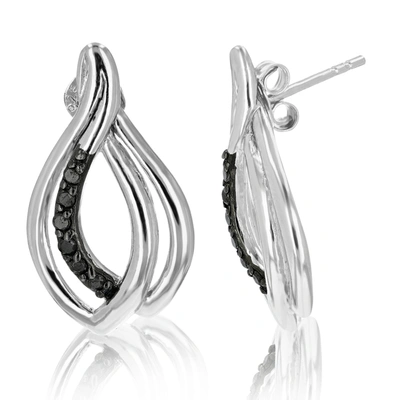 Vir Jewels 1/5 Cttw Black Diamond Stud Earrings .925 Sterling Silver With Rhodium Plating In Silver