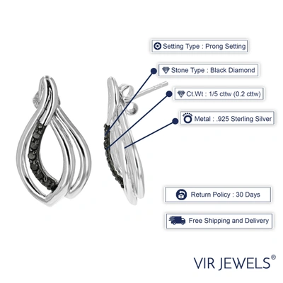 Vir Jewels 1/5 Cttw Black Diamond Stud Earrings .925 Sterling Silver With Rhodium Plating In Silver