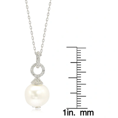 Suzy Levian Sterling Silver Pearl & White Sapphire Dangle Pendant In White
