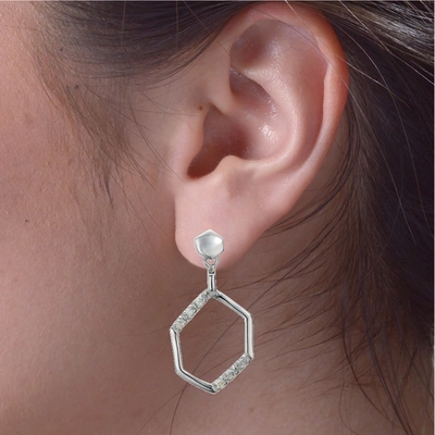 Vir Jewels 1/5 Cttw Diamond Dangle Earrings .925 Sterling Silver With Rhodium Plating In Silver