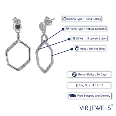 Vir Jewels 1/5 Cttw Diamond Dangle Earrings .925 Sterling Silver With Rhodium Plating In Silver