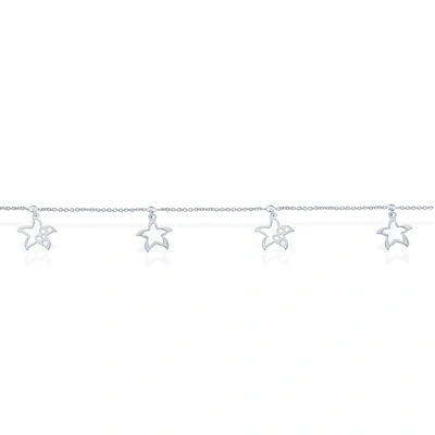 Simona Sterling Silver Dangling Starfish Cut-out Anklet