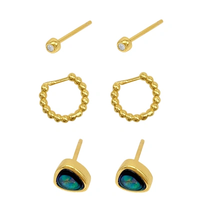 Shop Adornia Hoop And Stud Set Gold In White
