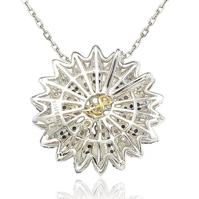 Suzy Levian Sapphire And Diamond Accent In Sterling Silver Pendant In Blue