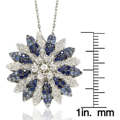 Suzy Levian Sapphire And Diamond Accent In Sterling Silver Pendant In Blue