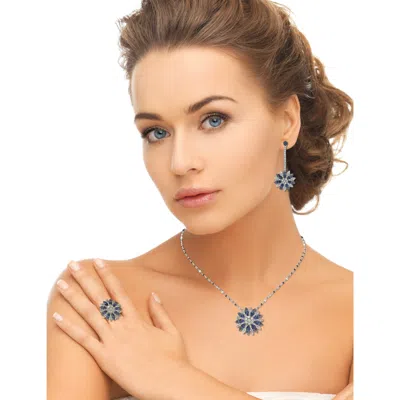 Suzy Levian Sapphire And Diamond Accent In Sterling Silver Pendant In Blue
