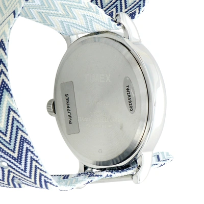 Shop Timex Weekender Blue Chevron 38 Mm Watch Tw2r59200 In White