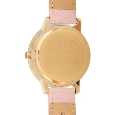 Shop Nixon Kensignton Leather Gold-toned Stainless Steel Pale Pink 37 Mm Ladies Watch A1082813
