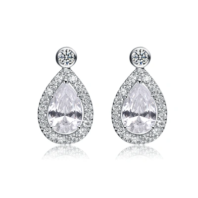 Shop Genevive Sterling Silver Cubic Zirconia Pear Drop Earrings
