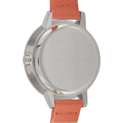Shop Nixon Medium Kensignton Leather 32mm Silver/black/red Stainless Steel Watch A1261-2958 In Orange