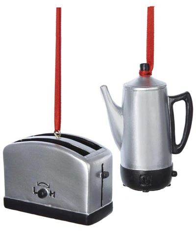 Shop Kurt Adler 3in Resin Toaster/coffee Pot Ornaments In Multi