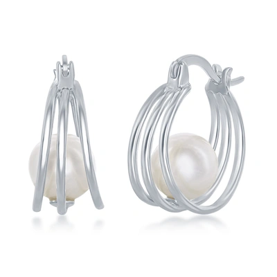 Shop Simona Sterling Silver 8mm Fwp Triple Hoop Earrings