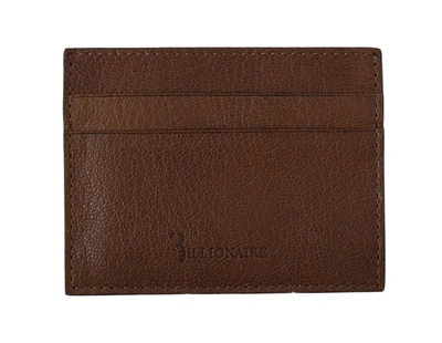 Shop Billionaire Italian Couture Leather Cardholder Men's Wallet In Brown
