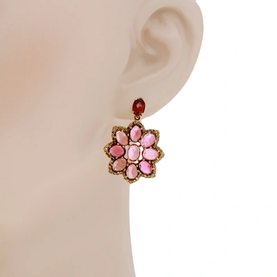 Shop Bavna 18k Rose Gold, Pink Tourmaline 11.22ct. Tw. And Diamond 1.15ct. Tw. Drop Earrings
