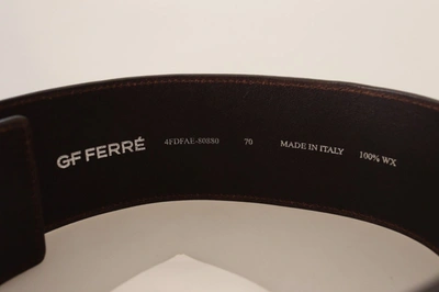 Gf Ferre' Genuine Leather Wide Logo Buckle Waist Women's Belt In Black