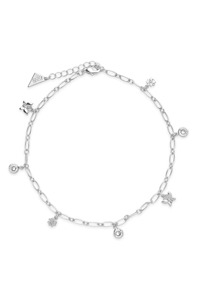 Shop Sterling Forever Butterfly And Blossom Anklet In Silver