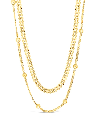 Shop Sterling Forever Layered Beaded Chain Necklace In Gold