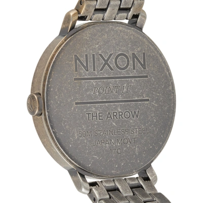 Shop Nixon Arrow 38 Mm Silver / Antique Stainless Steel Watch A1090 2701 In White
