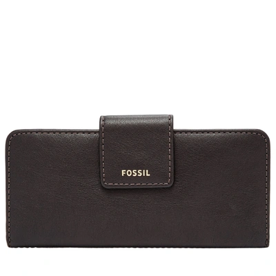 Shop Fossil Women's Madison Leather Clutch In Grey