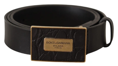 Shop Dolce & Gabbana Leather Square Buckle Cintura Men's Belt In Black