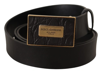 Shop Dolce & Gabbana Leather Square Buckle Cintura Men's Belt In Black