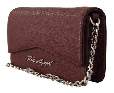 Shop Karl Lagerfeld Wine Leather Evening Clutch Women's Bag In Red