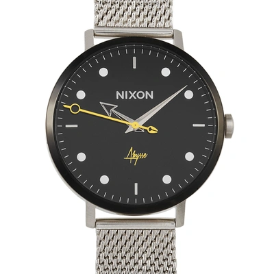 Shop Nixon Arrow Milanese Black/abysse 38mm Stainless Steel Watch A1238-2971 In White