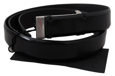 Shop Plein Sud Leather Chrome Metal Buckle Women's Belt In Black