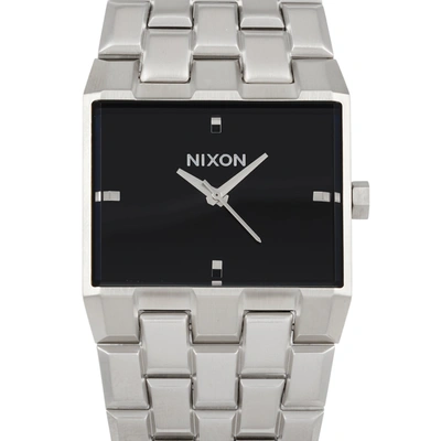 Shop Nixon Ticket Ii Silver/black 34mm Stainless Steel Watch A1262-625 In White