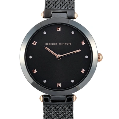 Shop Rebecca Minkoff Nina Gunmetal Ion-plated Watch 2200302 In Black