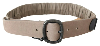 Gf Ferre' Brown Solid Leather Waist Metal Buckle Belt In Black