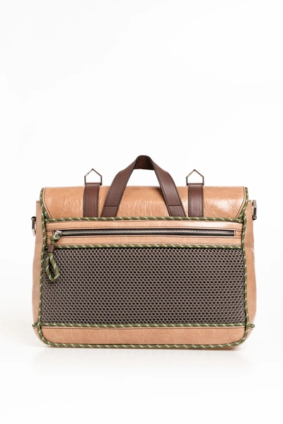 Shop Trussardi Leather Men's Briefcase In Beige