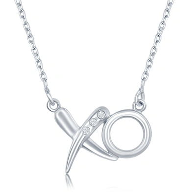 Simona Sterling Silver Diamond Xo Necklace In Silver