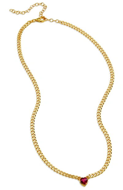 Savvy Cie Jewels 18k Gld Pl. Ruby Heart Cz Neck In White
