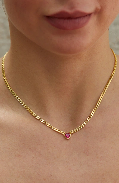 Savvy Cie Jewels 18k Gld Pl. Ruby Heart Cz Neck In White