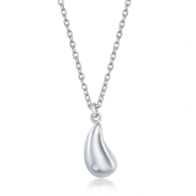 Simona Sterling Silver Diamond Teardrop Necklace In Silver