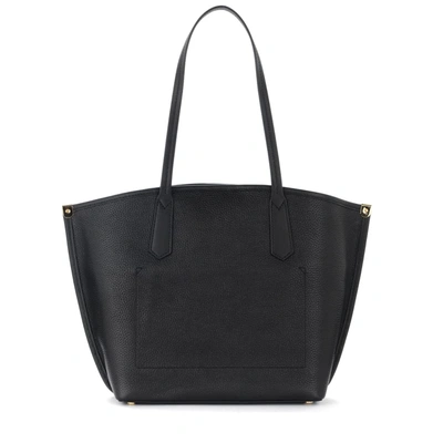 Shop Michael Kors Jane Ebbled Leather Tote Shoulder Bag In Black