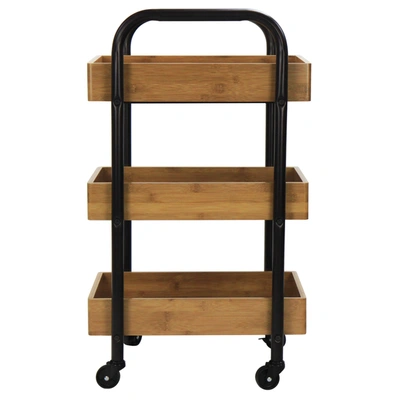 Shop Oceanstar Portable Storage Cart With 3 Easy Removable Bamboo Trays In Multi